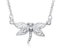 Grand Dragonfly Designed Silver Necklace SPE-3385